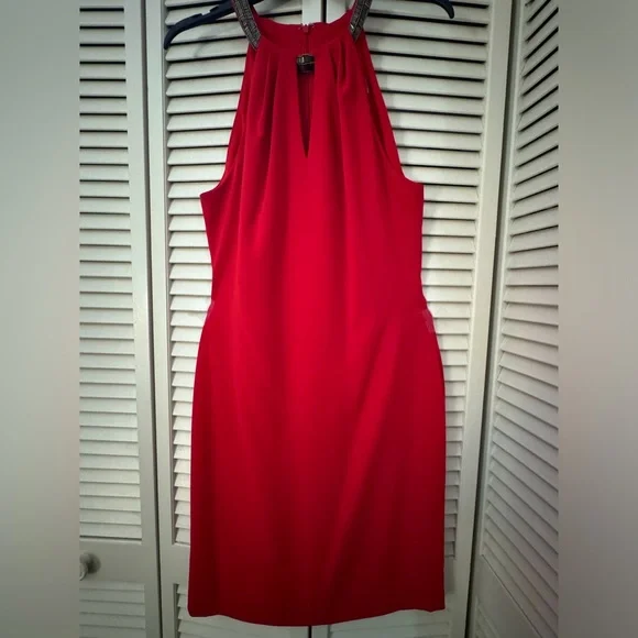 ♥️ Dark Red Carmen Marc Valvo Infusion Dress ♥️ - Picture 1 of 7